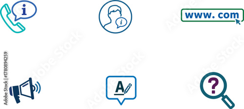 Collection of service and support icons for online assistance and communication