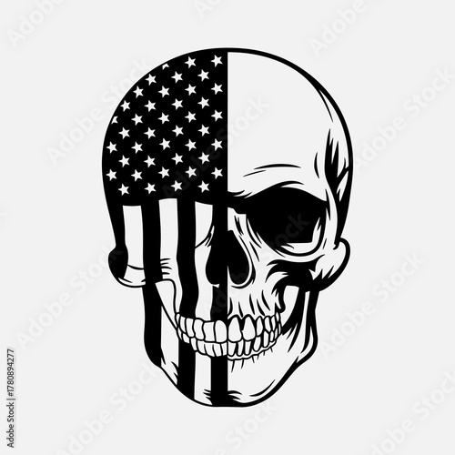 American Flag and Half Skull SVG File