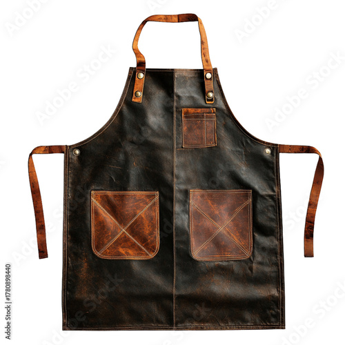 brown leather bag on white background