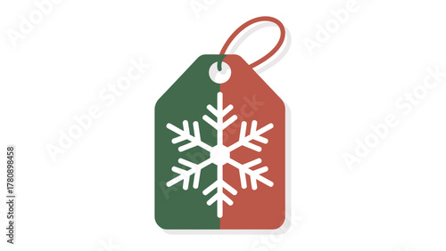 Holiday Gift Tag: A festive gift tag, adorned with a snowflake and a red and green design, symbolizing the joy and anticipation of the holiday season.