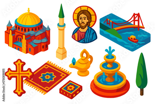 Historical Monument Icons. Line style icons of inclusive social culture: friends with drinks icon, no pressure badge, drink choice