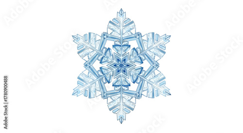 Delicate crystalline ice snowflake, a symbol of winter's intricate beauty and frozen fractals