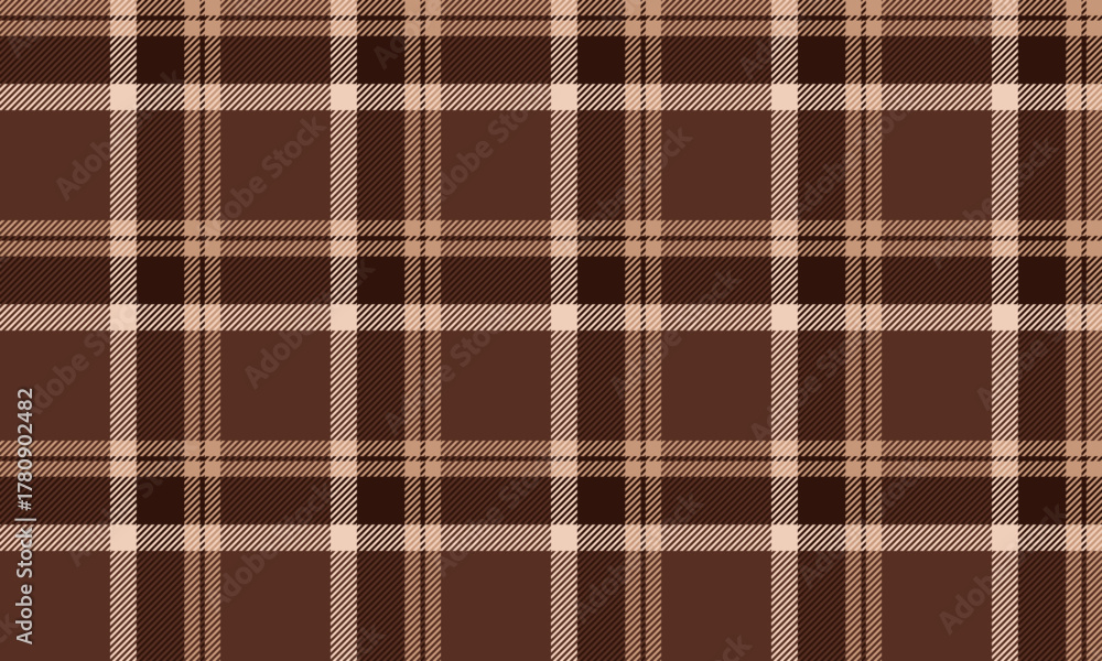 Obraz premium This seamless plaid pattern in brown and beige gives a warm, simple, and stylish feel. Perfect for designing clothes, skirts, and pants, it adds a classic charm to every fashion look.