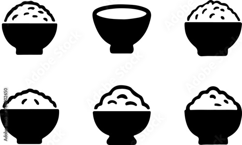Rice bowl vector, bowl silhouette illustration, collection vector of bowl, bowl isolated on white