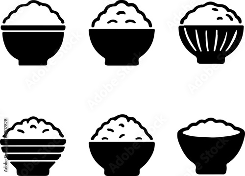 Rice bowl vector, bowl silhouette illustration, collection vector of bowl, bowl isolated on white