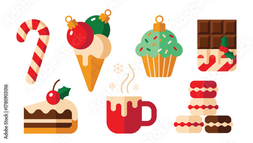 Festive Delights: An array of colorful sweets and treats, each radiating a joyous holiday spirit, perfect for any festive occasion.