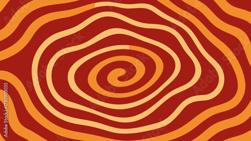 Abstract orange vector illustration with colorful swirl pattern of circles and wave shapes
