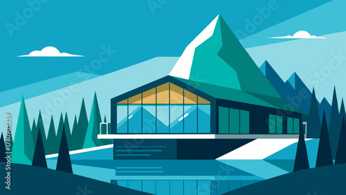 Luxury island villa on a tropical beach near the ocean, with the sky and clouds completing the peaceful vacation landscape