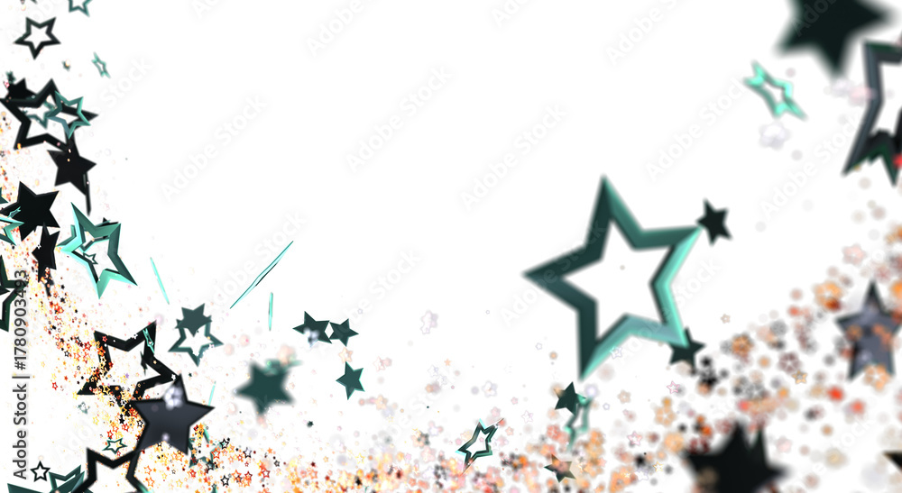 Obraz premium Elegant abstract design featuring blurred star shapes and bokeh on a white backdrop. Perfect for backgrounds, decorations and festive projects.