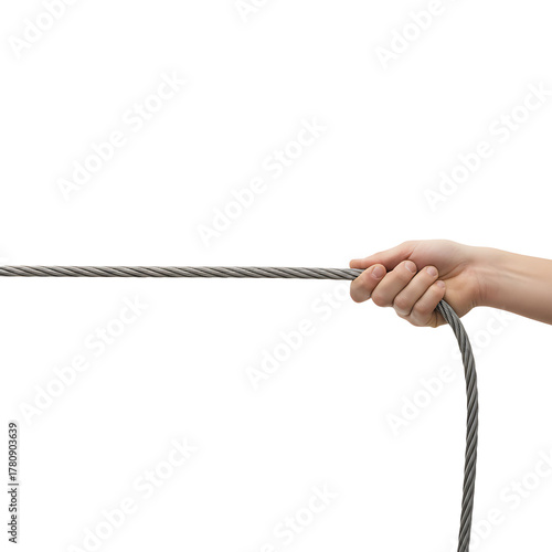 hand holding rope isolated on transparent background