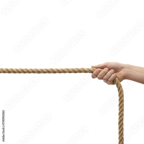 hand holding rope isolated on transparent background