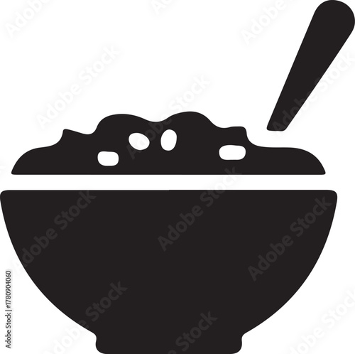 Minimalist food bowl with spoon vector graphic design