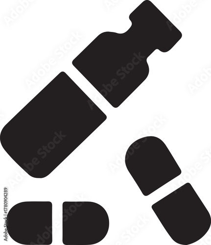 Medical bottle and capsules icon for health design