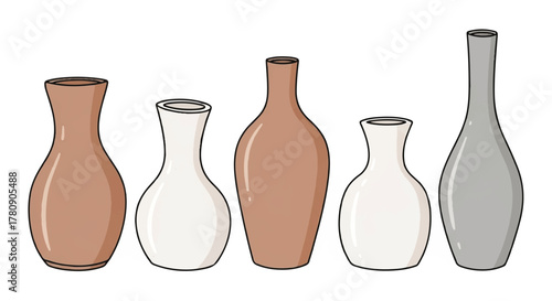 Elegant Vase Collection: A curated collection of elegant, minimalist vases, showcasing diverse shapes and hues to enhance interior spaces.