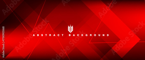 Abstract dark red geometric background. Abstract background Red shape with technology concept.