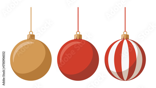 Festive Ornaments Trio: A trio of vibrant ornaments, each offering a unique festive flair, dangle delicately, inviting the spirit of the holiday season to life.