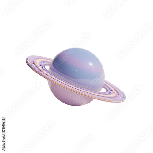 Textured 3D planet with rings isolated on black background. Abstract celestial body with stone surface for space, cosmos, and galaxy themes. CGI render.