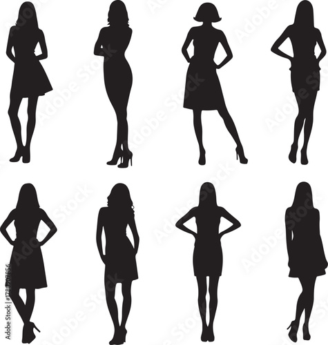 Black Female Silhouettes in Dresses and Heels