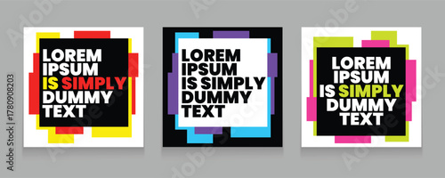 Vibrant Square Graphics with Placeholder Text for Social Media