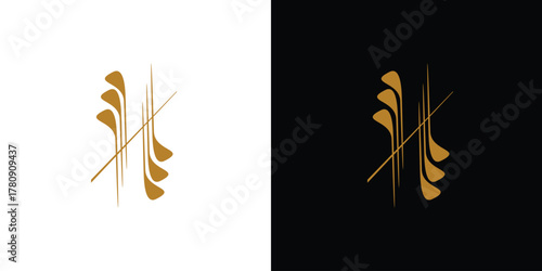 Unique and luxury H Golf logo design