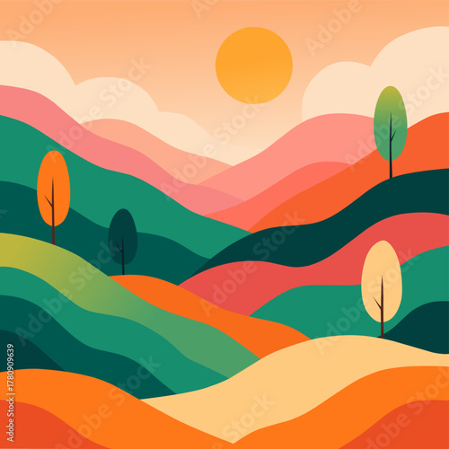 Colorful Abstract Landscape Vector Illustration