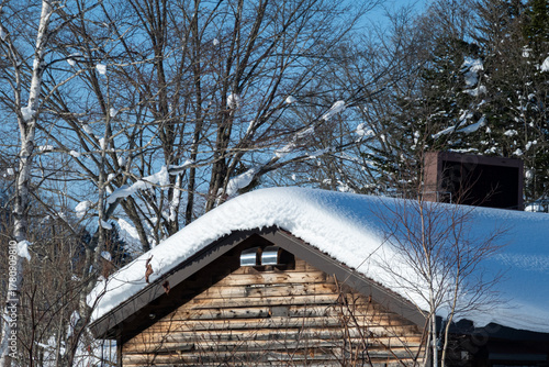雪が積もった屋根 北海道の風景
