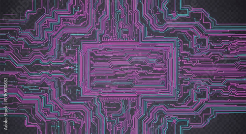 Cybernetic Pathways: A captivating illustration reveals an intricate network of interconnected electronic pathways, pulsating with vibrant neon hues, embodying the essence of futuristic technology.