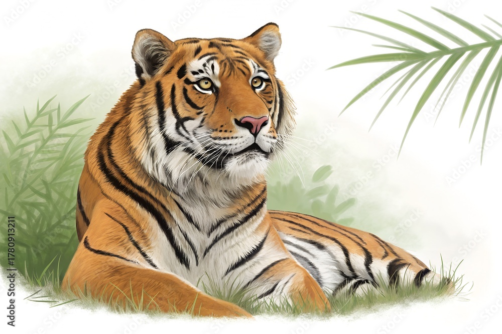 Fototapeta premium Tiger roaming wild in the forest jungle and woods