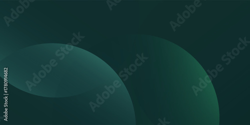 A dark green background with smooth, overlapping circles. The background is green with a gradient texture, creating a modern, abstract style. Minimal abstract circles vector gradient background