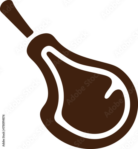 lamb chop black silhouette icon, mutton steak outline vector design, grilled meat piece illustration