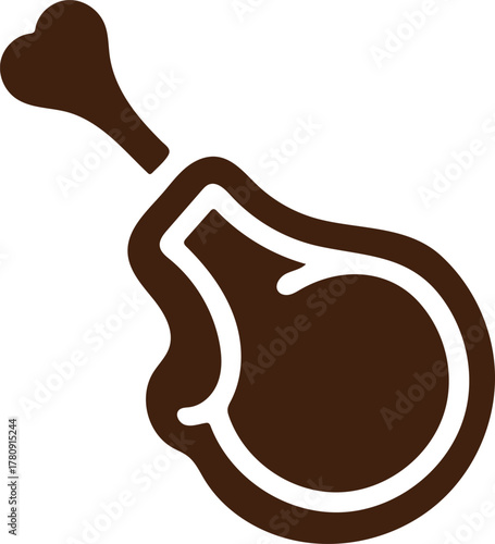 lamb chop silhouette vector design, grilled meat steak icon illustration, mutton chop outline on white