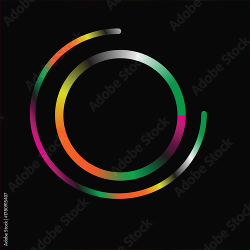 Rainbow Partial Loading Circle Logo Art - Vibrant Gradient Concentric Arc Spinner on Black Background