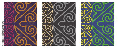 Set of kazakh patterns backgrounds. vector illustration. For design, wallpaper, card, banner, flyer. Ethnic ornament, national ornament . Decorative art of nomads.