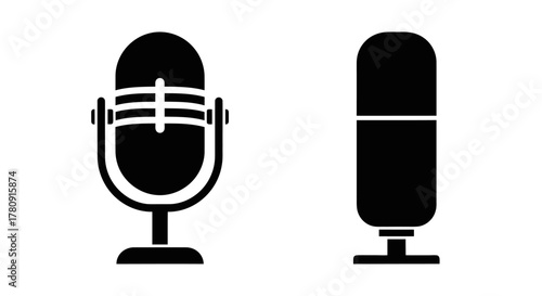 Black and white illustration depicting a vintage microphone and capsule design