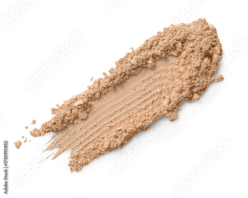 Makeup compact powder swatch texture isolated on white