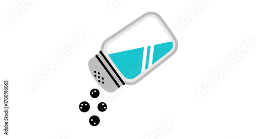 Simple illustration of a salt shaker with grains falling out below