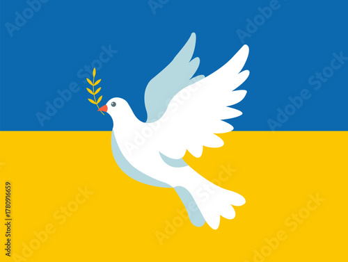 Peace for ukraine with flag and dove bird. Support Ukraine concept. Stand with Ukraine banner and poster.