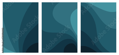  vector art of abstract green sea flow wallpaper. Vector set of green sea color shade with flowing style. For wallpaper, background, poster, leaflet and vector template.