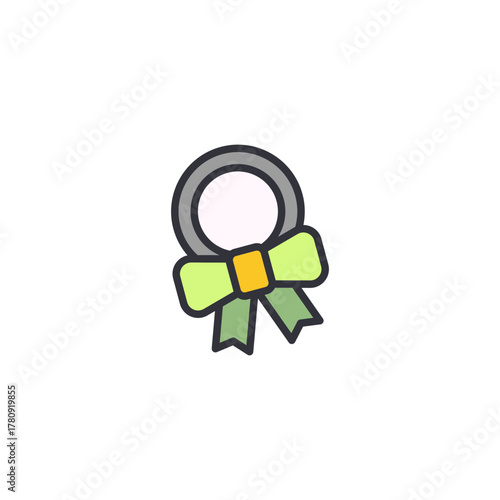 Cute round bell like winter hat icon with ribbon detail, pastel tone flat outline vector, perfect for Christmas, winter costume, cute girly accessory design collections.