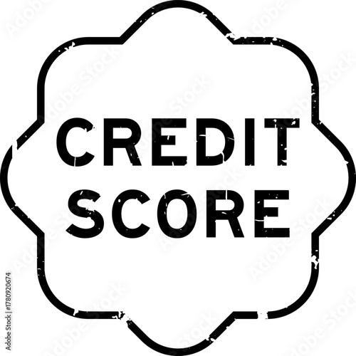 Grunge black credit score word square rubber seal stamp on white background