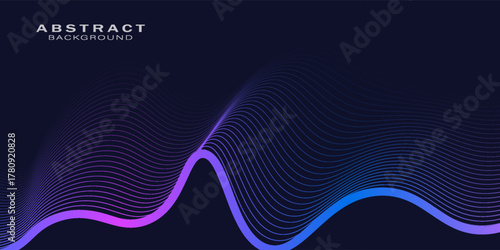 Abstract background with glowing wave. Shiny moving lines design element. Modern pink blue gradient flowing wave lines. Futuristic technology concept.