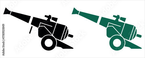 Powerful cannons in black and green stand ready, symbols of strength and history, perfect for adding a touch of historical gravitas to any design.