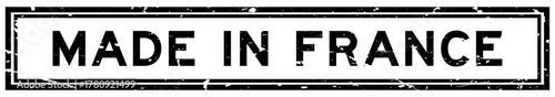 Grunge black made in word made in france square rubber seal stamp on white background