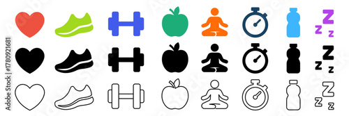 Well being icon. Healthy lifestyle symbols.