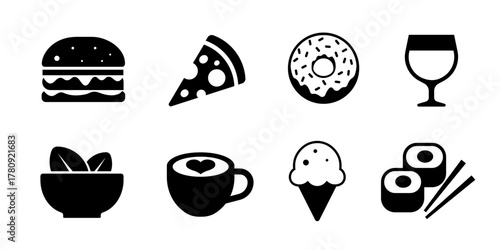 Fast food icon set. Food vector icon