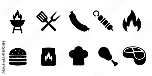 BBQ icon set. Barbeque icon vector