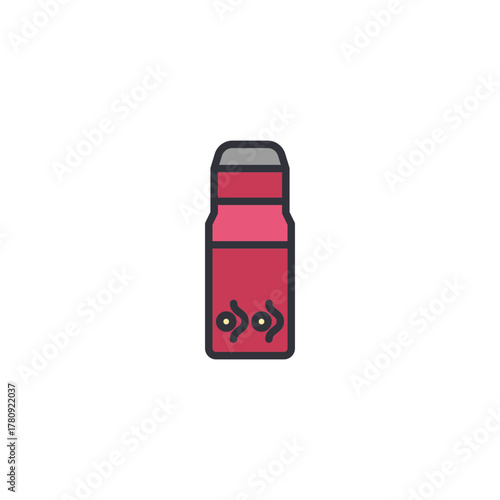 Thermos bottle icon for keeping tea warm, modern flat pastel color line art, suitable for travel beverage accessory, outdoor drink storage vector illustration asset.