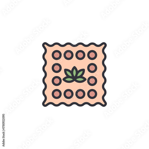 Bubble tea pearls or brown sugar topping icon arranged in grid pattern, flat pastel design, suitable for boba drink ingredient concept, modern sweet beverage illustration asset.