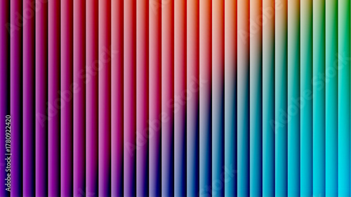 Vertical rainbow glass stripes, glossy reeded columns blending magenta red to teal cyan with neon glow — vibrant abstract background for banners, posters, web headers, and wallpapers