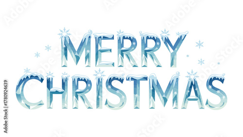 Merry Christmas design: A beautiful festive greeting Merry Christmas in a seasonal, sparkling style, conveying the holiday spirit and excitement. 